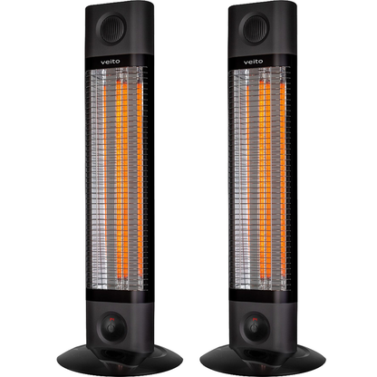 2 Pack - Veito NOIR 1800W Free Standing Portable Carbon Infrared Heater