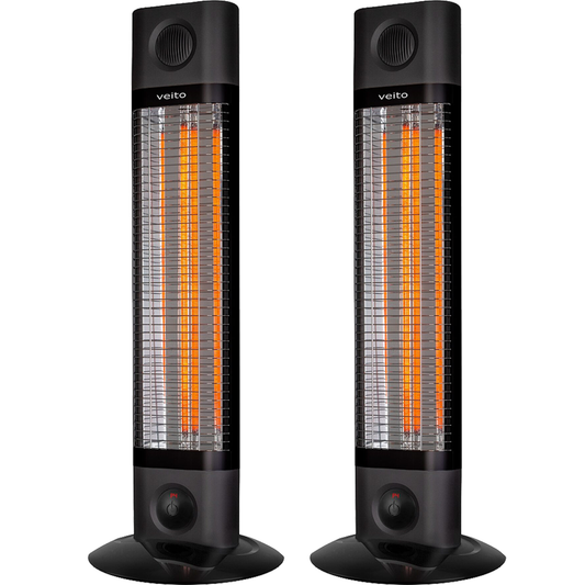 2 Pack - Veito NOIR 1800W Free Standing Portable Carbon Infrared Heater